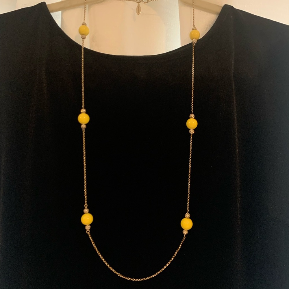 Yellow and Crystal Minimalist Beaded Necklace